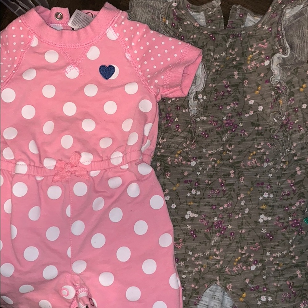 Two short sleeve girl jumpsuits